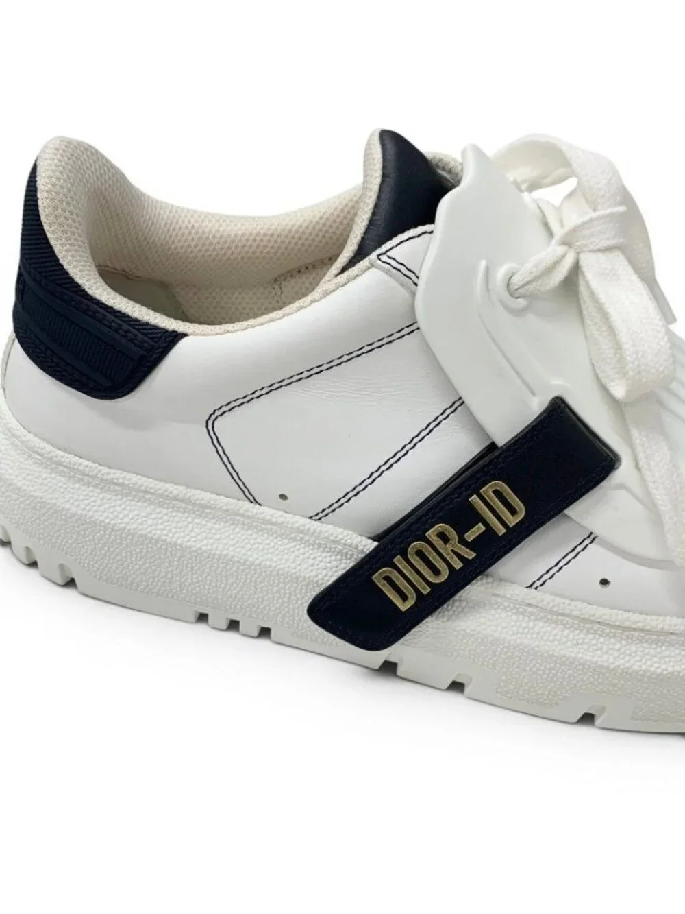 Dior Id Sneakers Leather Rubber White Black Logo Velcro - Picture 9 of 10